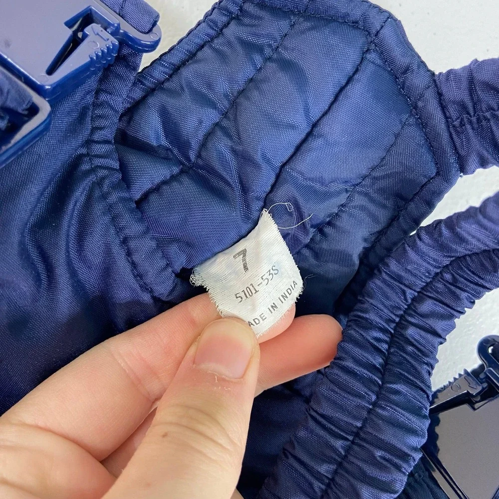 Kid's unisex blue adjustable zip waterproof insulated snowsuit pants winter gear